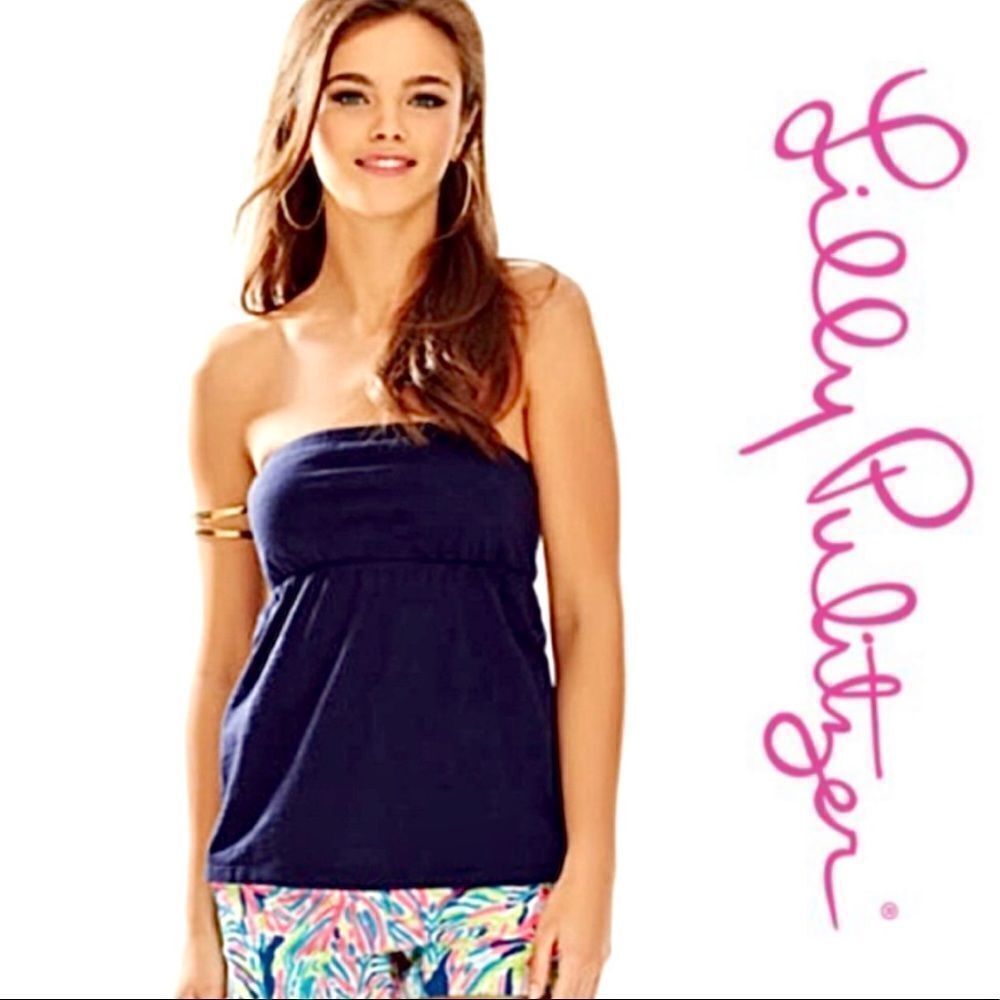 Lilly Pulitzer Navy Strapless Top